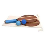 Wooden Beach Rackets Set - Includes 2 Wooden Paddles and 2 Balls - Varnished
