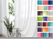 Sheer Curtain Luxton Rod Pocket Voile Curtains Pair ( White Grey Blue Green Red Pink Teal Multiple Colors)