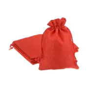5pcs Burlap Bags with Drawstring, 4x5.5" Jewelry Pouches for Gift, Maximum Red