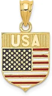 [Diamond2Deal] Women's 14k Yellow Gold Flag Enameled Pendant