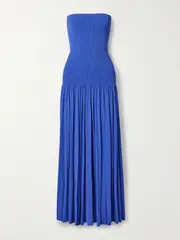 [Zimmermann] Zimmermann - Maxine Strapless Ribbed Gathered Stretch-knit Maxi Dress - Blue - 3 3 Blue