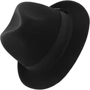 [COLLBATH] Classic Fedora Hat for Men Wide Brim Sunshade Hat for Outdoor Activities Black