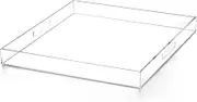 ATOZONE Extra Large Clear Acrylic Ottoman Tray with Cutout Handles 24x24 Inch Over-Sized King-Size Serving Tray Boot Organizer Decorative Tray for Living Room Bedroom,Bathroom and Kitchen Entryway