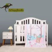 New Baby Girls 3 Pieces Sika Deer Flowers Nursery Bedding Crib Cot Sets