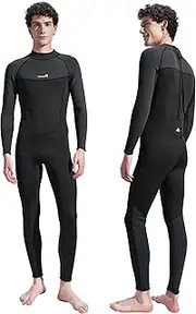 Divmystery Wetsuits for Men (7 Sizes) - Super Stretchy - 3/2mm Back Zip Full Body Mens Wet Suits for Cold Water Diving Swimming Surfing Snorkeling Kayaking