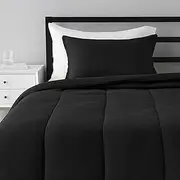 Amazon Basics Comforter Set, Twin / Twin XL, Black, Microfiber, Ultra-Soft