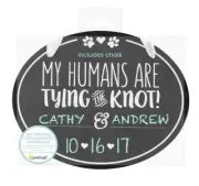 PEARHEAD 'HUMANS ARE TYING THE KNOT' PET WEDDING ANNOUNCEMENT CHALK BOARD RIBBON