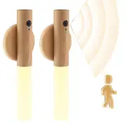 White Ash Wooden LED Motion Sensor Night Light Rechargeable with Magnetic Holder