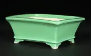 Suruga Seizan Green Glazed Rectangular Bonsai Pot (5-Go / 15cm) – Signed