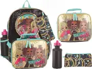 16" L.O.L. Surprise 4 Piece Backpack Set O.M.G. Brush Glitter Sequin School Bag