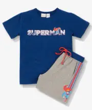 NEW PETER ALEXANDER DC SUPERMAN TOP & SHORTS PJ SET RRP$59.95 JNR KIDS 2