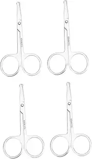 Gogogmee 4pcs Head Nose Hair Scissors Ergonomic Brow Beard Scissors for Men Women Compact Grooming Tool for Travel Daily Use Durable Easy to Operate