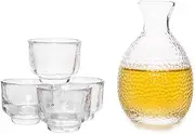 Clear Glass Japanese Sake Set - Tokkuri Bottle for Warm or Cold Japanese Wine/Shochu/Tea (Clear)