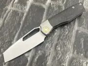 Twosun Folding Knife 14C28N Titanium/CF Handle Camp Pocket Knife TS593-14C28N-CF