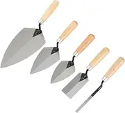 ZJNOTED 5 pieces Mason Set carbon steel wooden handle ，bricklaying trowel，pointing trowel，margin trowel