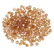 1000pcs 4mm Bicone Glass Crystal Beads, Faceted Beads Amber AB