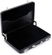 [SagaSave] Multi-Color Slim Aluminum Business Card Holder Wallet for Men & Women, Professional Pocket Metal Card Case and Mini Suitcase Design, Black