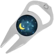 Moon and Stars Golf Ball Marker Divot Repair Tool Bottle Opener