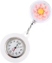 [WOFASHPURET] Day Lightweight Nurse Watch Cartoon Flower Design Quartz Movement Safety Clip Random Color