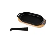 Ooni | cast iron SIZZLER Pan with Removable handle & thick Wooden Trivet - UU - P08C00