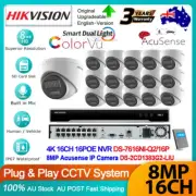 Hikvision 16CH 16POE NVR 4K 8MP ColorVu IR Acusense IP Camera CCTV System Kit