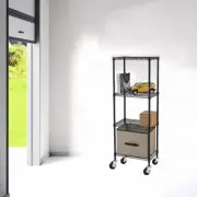 Modular Wire Storage 600 x 600 x 1800mm Steel Shelving in Black with Wheels