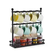 VEVOR Coffee Mug Holder for Countertop 16 Hooks Cup Rack with Storage Base