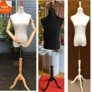 Linen Cotton Cover Female Male Child White Black Mannequin Torso Wooden Stand