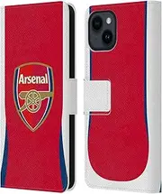 Head Case Designs Officially Licensed Arsenal FC Home 2024/25 Kit Leather Book Wallet Case Cover Compatible With Apple iPhone 15