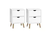 Artiss 2X Bedside Table 2 Drawers - BODEN White