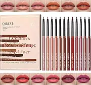YBUETE 12 Colors Matte Lip Liner Set, Long-Lasting Waterproof Lip Liner of Multiple Uses, High Pigmented Brown Pink Red Series Lip Liners, Smooth Matte Lip Liners, Non Stick Creamy Texture for Women