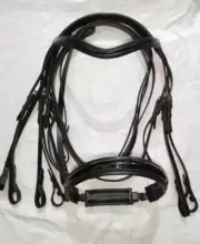 English Double Reins Weymouth Leather Horse Bridle Simple Browband Sizes- Full