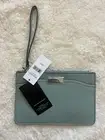 NWT Women NINE WEST Light Blue Wallet WRISTLET CLUTCH Silver Zip