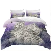 Wildlife Animal Art White Tiger Couple Quilt Cover