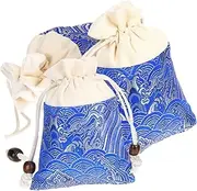 OHPHCALL 3pcs Jewelry Jewelry Bag Brocade Drawstring Bags Brocade Coin Purse Party Favors Bag Drawstring Pouch Sachet Jewelry Silk Purse Cloth Drawstring Bags Wrapping Bags Lint Blue