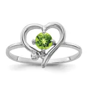 Solid 14k White Gold 4mm Simulated Peridot A CZ Ring