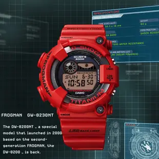 CASIO 卡西歐(GW-8230NT-4) G-SHOCK FROGMAN30周年 太陽能潛水青蛙功能錶-紅色