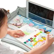 FwQoFvk Kids Travel Tray with Adjustable Padded Shoulder Strap Easy to Install Car Seat Table Tray Polyester Foldable Car Drawing Tray Rounded Corners Curved Edges Car Drawing Tray for Kids Travel