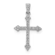 14k White Gold 1/10ct. Real Diamond Cross Pendant