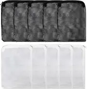 Aquarium Filter Bags 10 Pcs, Fish Tank Media Mesh Filter Reusable Bags with Plastic Zipper for Fish Tank Bio Balls, Pelletized Carbon and Ceramic Rings