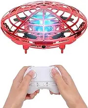 Mini Drone for Kids, Hand-Controlled Flying Ball with Remote Control and RGB LED Lights, UFO Toy Portable Pocket Quadcopter Intelligence Sensor Aircraft Flying Toy for Boys/Girls(Red)