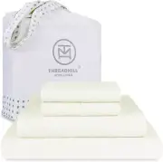 Luxury 100% Cotton Queen Bed-Sheets - 800 Thread Count Jacquard Celine Ivory, Be