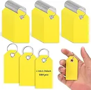 1000 Pcs Yellow Paper Key Tags with Metal Rings Key Chain Tags with Labels 1.3x2.7inch KeyTag Write On for Car Dealership Organization Identifiers