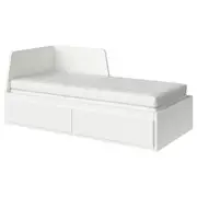 FLEKKE day-bed w 2 drawers/2 mattresses, white/Åfjäll firm, Single