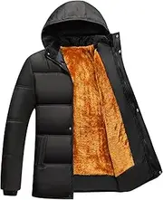 [Generic] Men's Winter Puffer Jacket Water-Resistant Windproof Outdoor Parka Jacket Sherpa Lined Warm Hooded Insulated Coat Parka