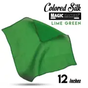 12" LIME GREEN MAGIC SILK Handkerchief Magicians Trick Scarf Shear for Thumb Tip