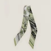 Hermes Twilly Amazon Festival Bandana Pistachio/White/Black