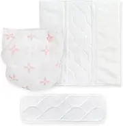 Amazing Baby Hybrid Cloth Diaper Cover with Pocket-Sling, Large, Sz 4 (22-40 lbs), Use with Boosties Inserts, Pink Springfield, SmartNappy Set includes Muslin Cover + Tri-fold Insert + Booster Pad