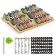 MinBoo Bamboo Spice Drawer Organizer with 24 Spice Jars, 432 Spice Labels wit...