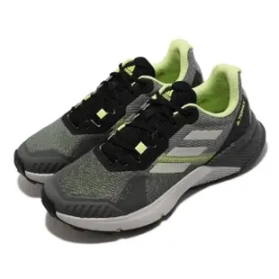 【adidas 愛迪達】越野跑鞋 Terrex Soulstride 男鞋 黑灰 綠 路跑 登山 耐磨 運動鞋(GZ9034)